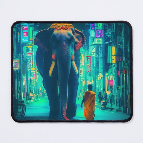 Item preview, Tokyo at the heart of the night: an Indian elephant and phosphorescent lights draw a magical landscape designed and sold by mariaabrilm.