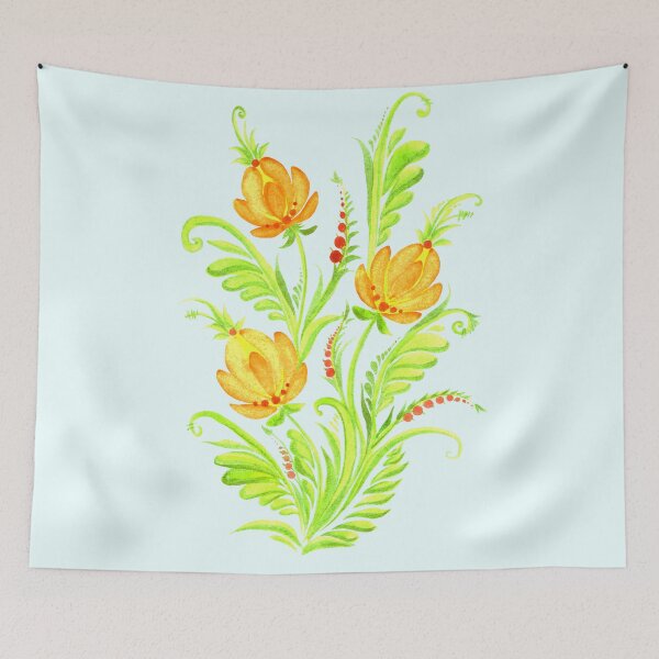 Item preview, Ukrainian art Petrykiv art Ukrainian flowers orange flowers designed and sold by Sunflower-7.