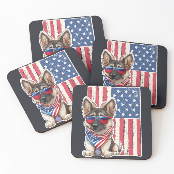 Item preview, Cool Vintage Retro Patriotic Dog with Vintage American Flag - 4th of July designed and sold by laiwole.