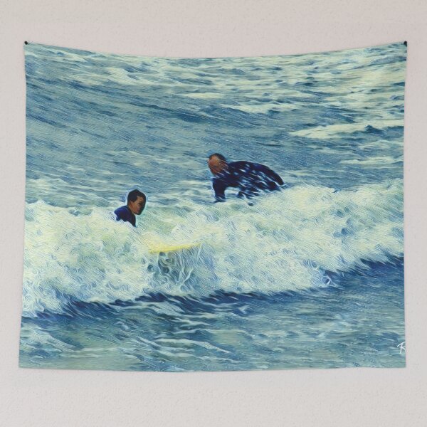 Item preview, FATHER AND SON SURFING designed and sold by ArtbyRolleen.