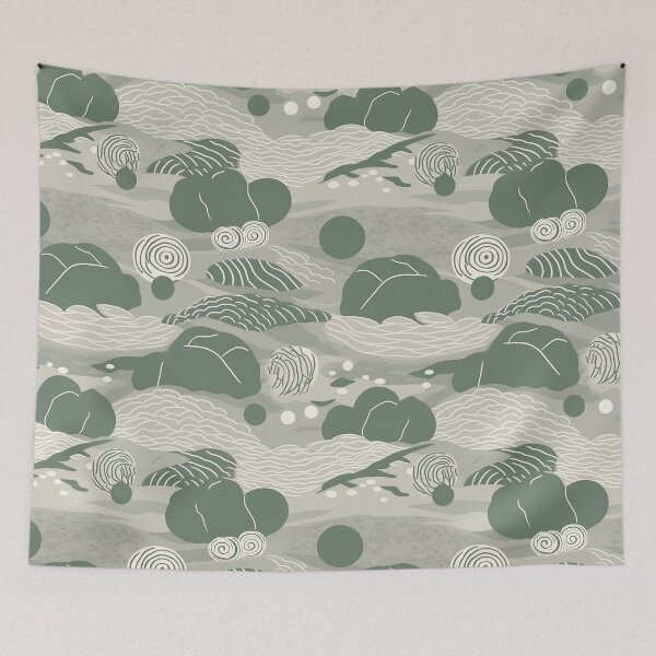 Item preview, Soothing Rocks And Ripples Minimalistic Japanese Pattern designed and sold by Wonder Of Light.