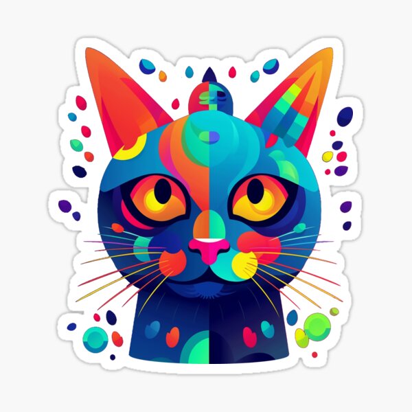 Geometric Kitty Miaw Sticker