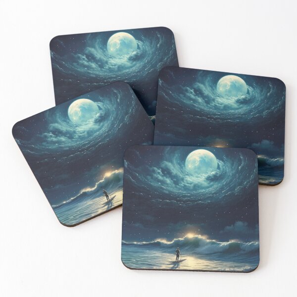 Item preview, Cosmic Surfer on Space Beach Surfing on Full Moon designed and sold by MagicStrawberry.