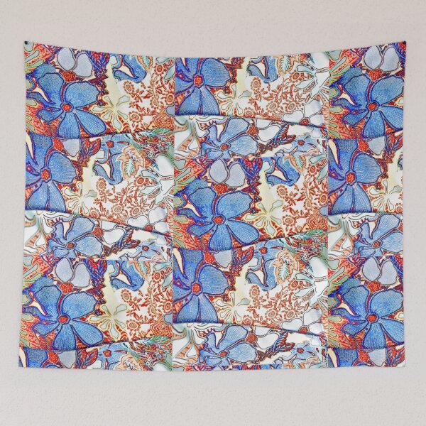 Item preview, Patterns-Blue and red flowers designed and sold by Giro Tavitian.
