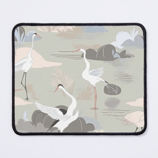 Item preview, Soothing Cranes And Tranquil Pond Minimalistic Japanese Pattern designed and sold by Wonder Of Light.