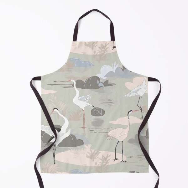 Item preview, Soothing Cranes And Tranquil Pond Minimalistic Japanese Pattern designed and sold by Wonder Of Light.