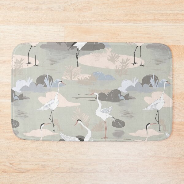 Item preview, Soothing Cranes And Tranquil Pond Minimalistic Japanese Pattern designed and sold by Wonder Of Light.