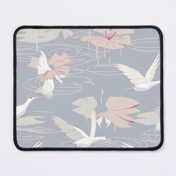 Item preview, Soothing Cranes And Tranquil Pond Minimalistic Japanese Pattern designed and sold by Wonder Of Light.