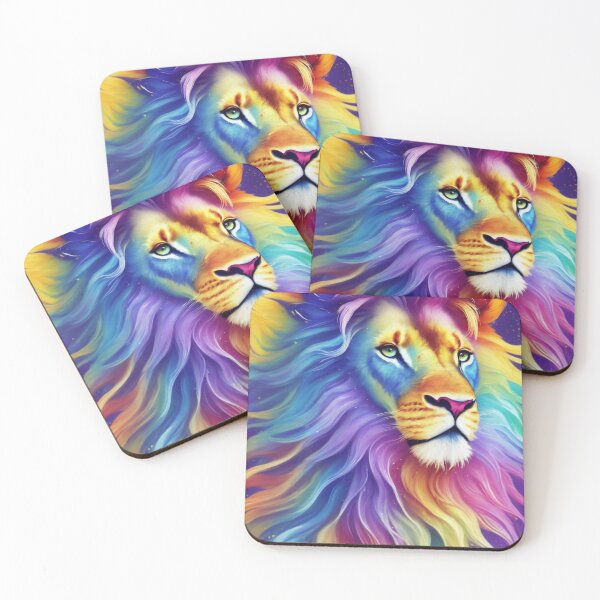 Item preview, portrait of a lion with a colorful mane designed and sold by jkrphoto.