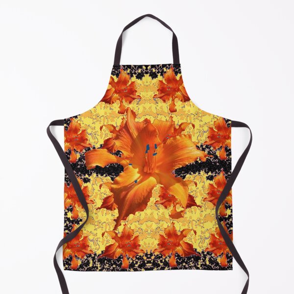 Item preview, ORANGE GARDEN LILY PATTERNS BLACK-YELLOW ART designed and sold by sharlesart.