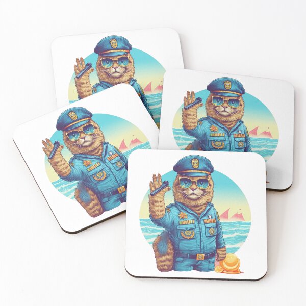 Item preview, Beachy Pawtrol Police Cat: Surfing into Action! designed and sold by Hados Damilola.
