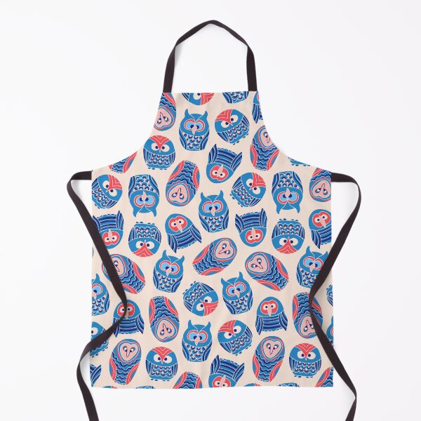 Item preview, WOO HOO Owls Cute Funny Birds Forest Woodland Nature Wildlife in Blue Red Pink Cream - UnBlink Studio by Jackie Tahara designed and sold by Jackie Tahara of UnBlink Studio.