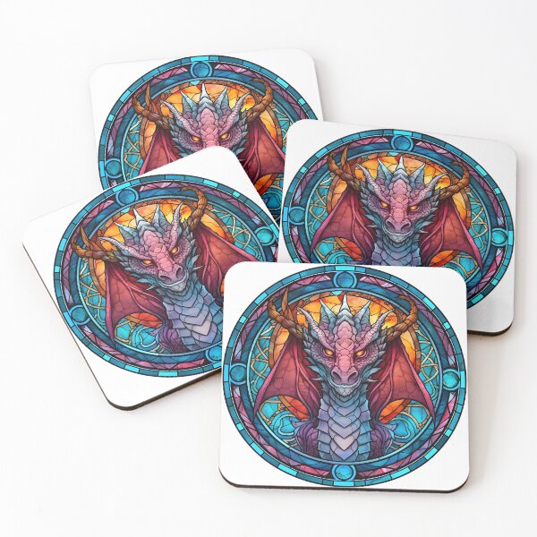 Item preview, stained-glass dragon face designed and sold by chameleon-crook.