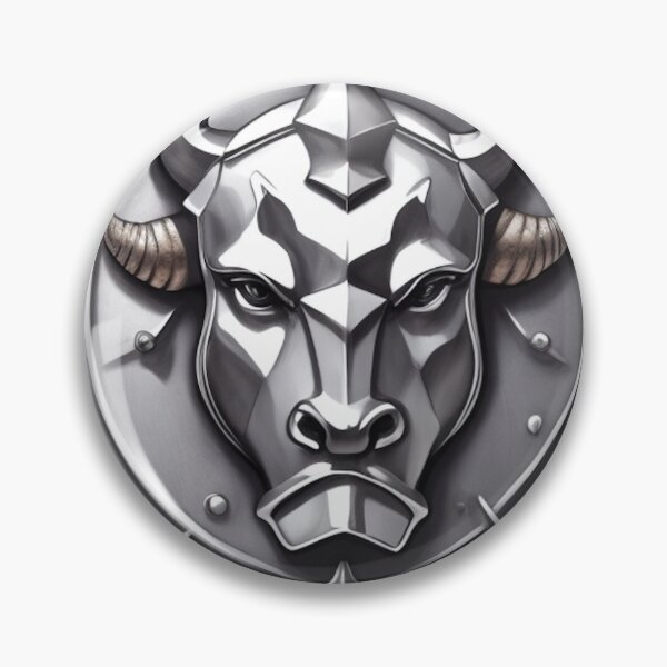 Item preview, Silver Emblem with a Bull Face designed and sold by artwealllove.
