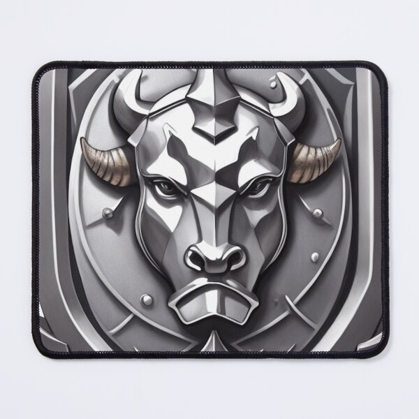 Item preview, Silver Emblem with a Bull Face designed and sold by artwealllove.