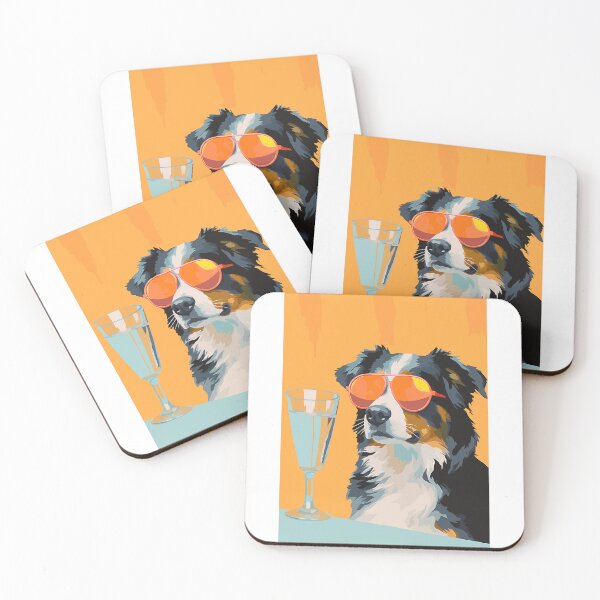Item preview, Australian shepherd dog wearing sunglasses - Cool cocktail dog designed and sold by Straya75.