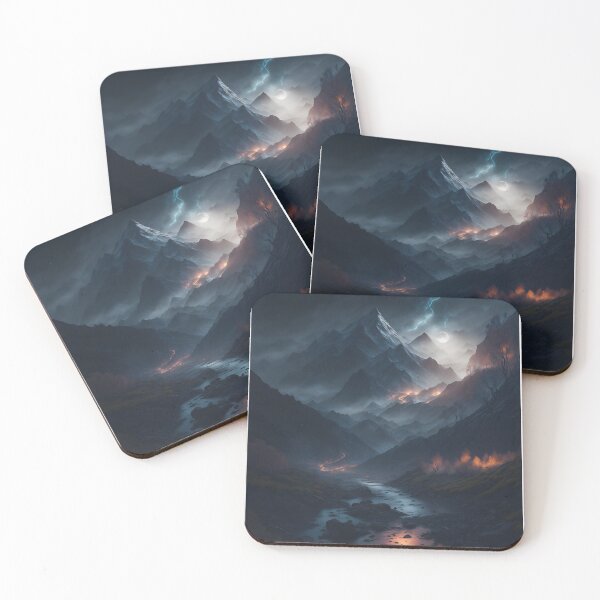 Item preview, Mountain with river and lightning - Landscape Art  designed and sold by dosedai.
