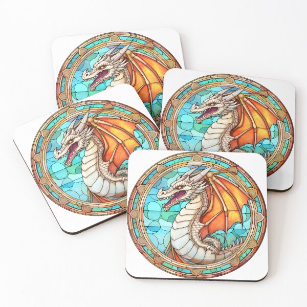 Artikelvorschau, Cooler orangefarbener Drache aus Buntglas entworfen und verkauft von chameleon-crook.