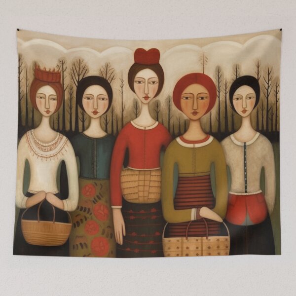 Item preview, The Harvesters, folk art style designed and sold by SBD-Shop.