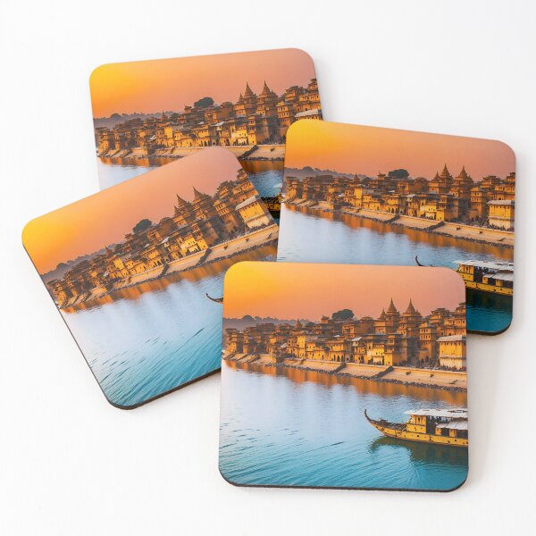 Item preview, Ganges river poster sunset designed and sold by ZenStickConcept.