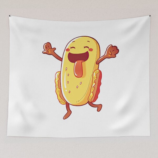 Item preview, Eat Happy Not Healthy Cute walking Hotdog twinkie designed and sold by Sara-Design2.