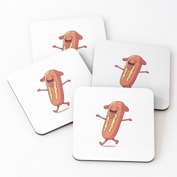 Item preview, Eat Happy Not Healthy Cute walking Hot-dog mustard designed and sold by Sara-Design2.