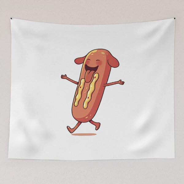 Item preview, Eat Happy Not Healthy Cute walking Hot-dog mustard designed and sold by Sara-Design2.
