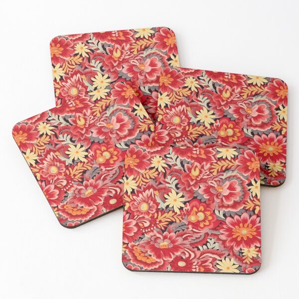 Item preview, Vibrant Floral Patterns: Dark Red & Black Prints designed and sold by GiveMeMood.