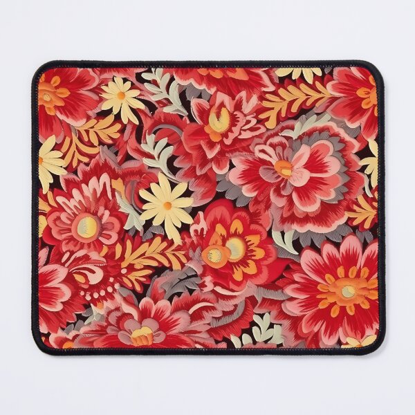 Item preview, Vibrant Floral Patterns: Dark Red & Black Prints designed and sold by GiveMeMood.