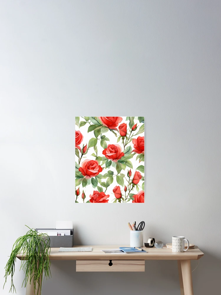 Aperçu 2 sur 3. Poster avec l'œuvre Motif Nature Roses Rouges créée et vendue par trajeado14.