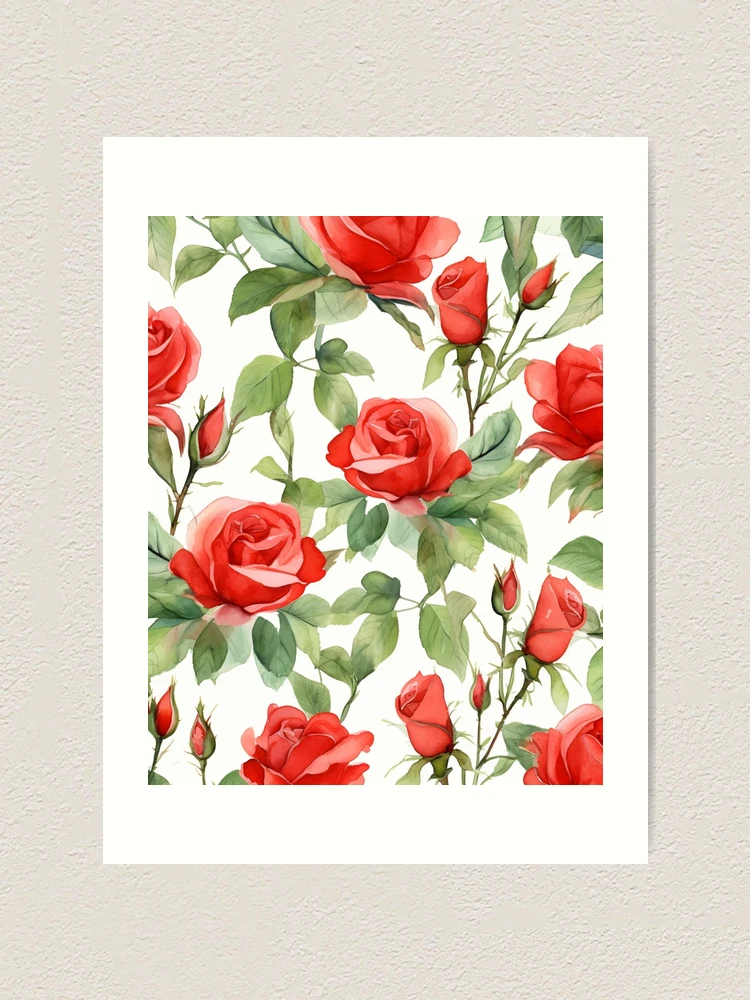 Aperçu 1 sur 3. Impression artistique avec l'œuvre Motif Nature Roses Rouges créée et vendue par trajeado14.