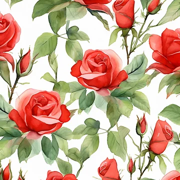 Artwork thumbnail, Red Roses Nature Pattern by trajeado14