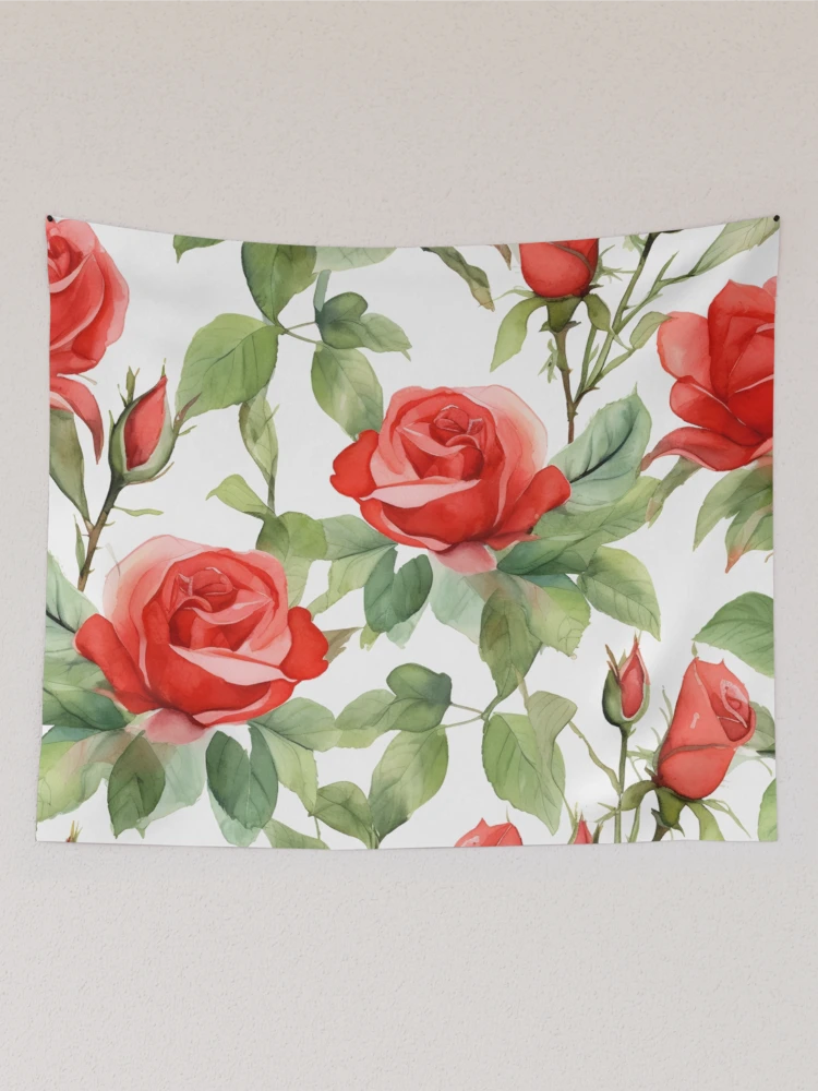 Aperçu 2 sur 3. Tentures avec l'œuvre Motif Nature Roses Rouges créée et vendue par trajeado14.