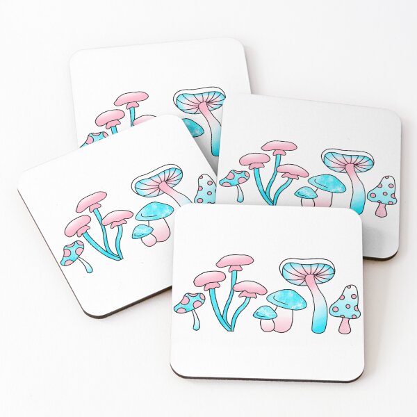 Item preview, Trans pride flag mushrooms designed and sold by Allie Rockhill.
