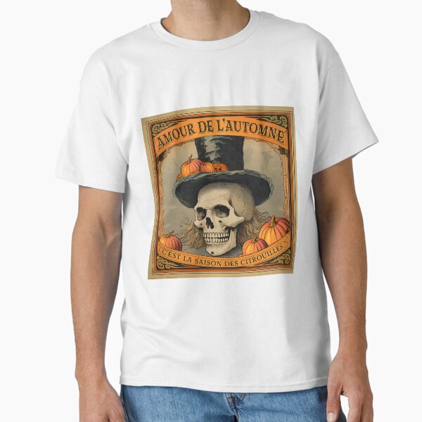 Vintage Halloween Skeleton in a top hat Advertisement Classic T-Shirt