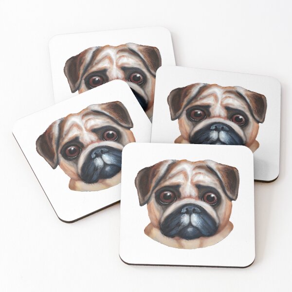 Item preview, Pug dog acrylic/digital painting designed and sold by Funsize-Art.