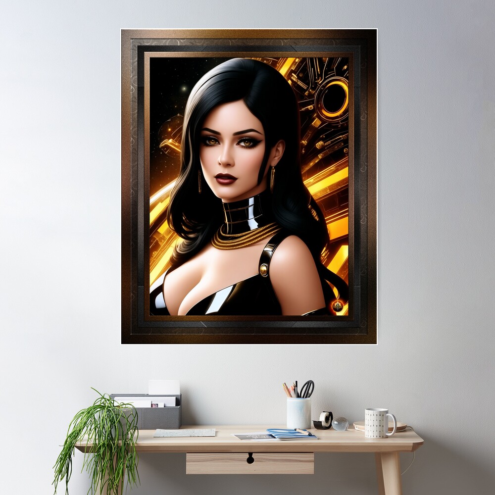 The Enigmatic Tellenia Ravolious Beautiful Fantasy AI Concept Art Portrait by Xzendor7 Wall Decor Poster