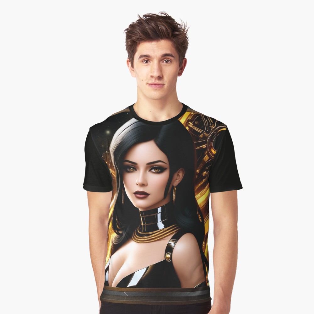 The Enigmatic Tellenia Ravolious Beautiful Fantasy AI Concept Art Portrait by Xzendor7 Graphic T-Shirt