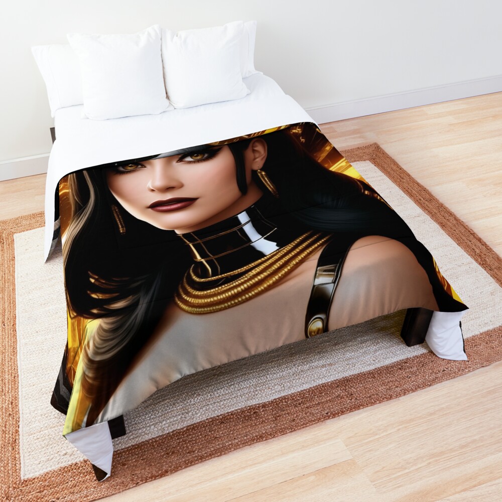 The Enigmatic Tellenia Ravolious Beautiful Fantasy AI Concept Art Portrait by Xzendor7 Decorative Comforter