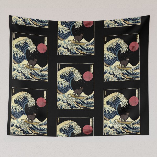 Item preview, Bombay Cat Kanagawa Japanese Surfing Wave designed and sold by rafaeltto.
