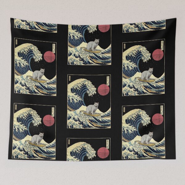 Artikelvorschau, British Shorthair Cat Kanagawa Japanese Surfing Wave entworfen und verkauft von rafaeltto.