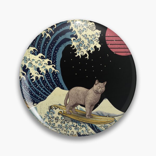 Item preview, Chartreux Cat Kanagawa Japanese Surfing Wave designed and sold by rafaeltto.