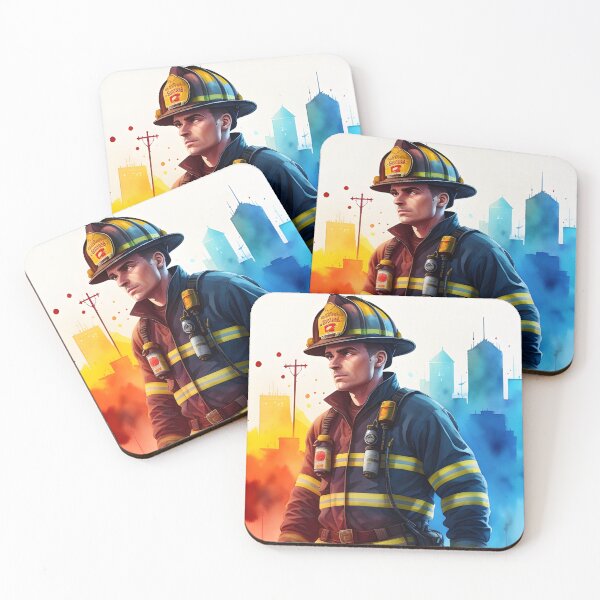 Item preview, Brave Hero Firefighter in Watercolor designed and sold by Erika V..