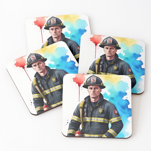 Item preview, Brave Hero Firefighter in Watercolor designed and sold by Erika V..