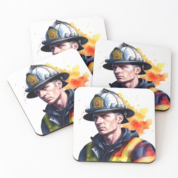 Item preview, Brave Hero Firefighter in Watercolor designed and sold by Erika V..