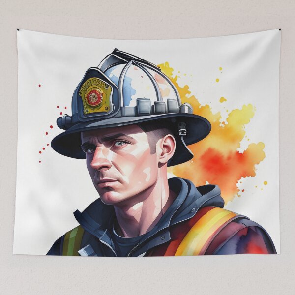 Item preview, Brave Hero Firefighter in Watercolor designed and sold by Erika V..