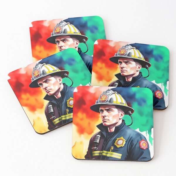 Item preview, Brave Hero Firefighter in Watercolor designed and sold by Erika V..