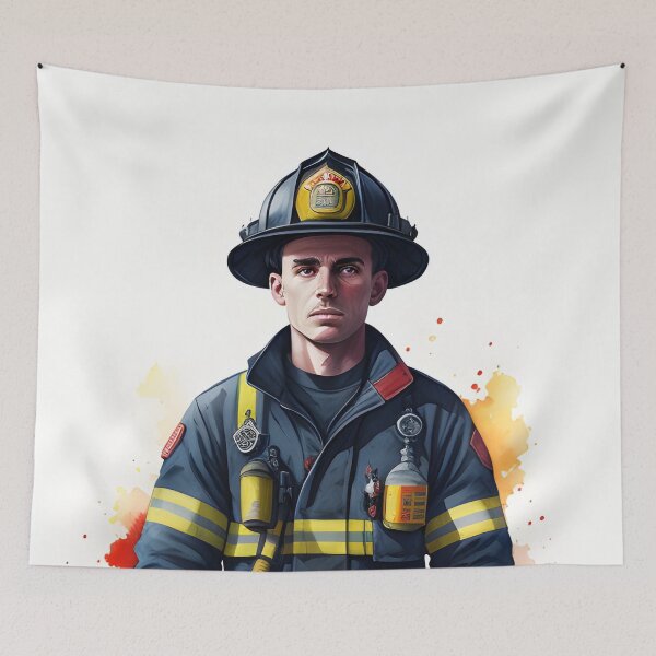 Item preview, Brave Hero Firefighter in Watercolor designed and sold by Erika V..
