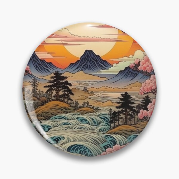 Item preview, Japanese Japan Wood Block Sunset Okiyo-e Garden Flowers Landscape designed and sold by BrandonArtWorld.