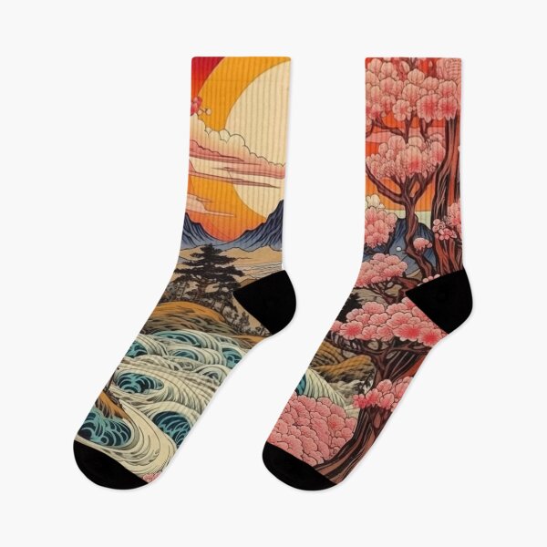 Item preview, Japanese Japan Wood Block Sunset Okiyo-e Garden Flowers Landscape designed and sold by BrandonArtWorld.
